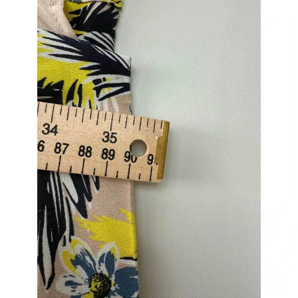 J.Crew Women Yellow Navy Tropical Floral Palm Leaf Lined Sheath Dress Size 6 - Picture 3 of 8